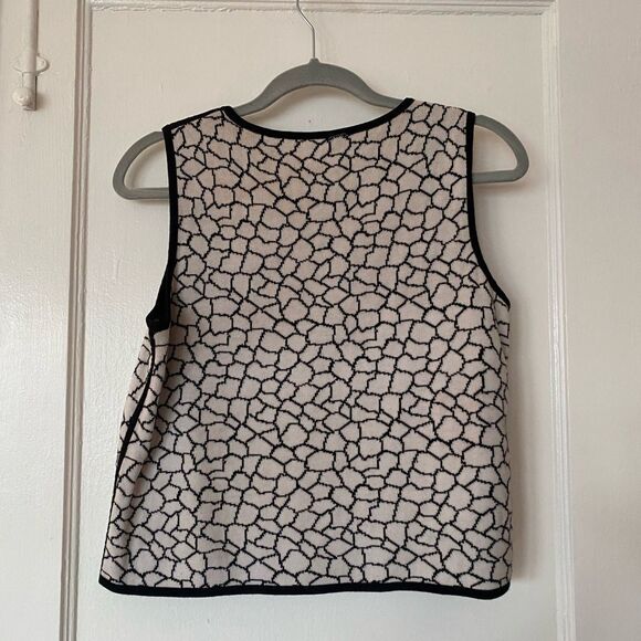 Vintage 90s Black and White Giraffe Print Reversible Sleeveless Sweater Size M - Picture 4 of 7